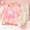 Pure cotton mesh bubble sleeve set, pink love cat+beige white cat paw X