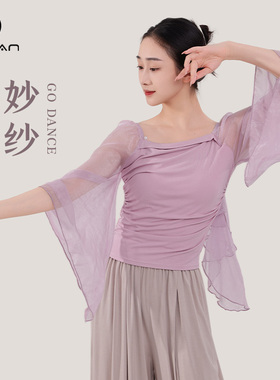 3391舞蹈练功服女网纱成人长袖形体飘逸日常可穿中国古典跳舞上衣