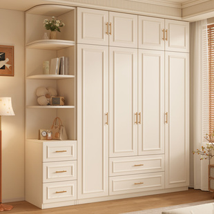 法式衣柜卧室家用简易出租房用全实木衣柜儿童衣柜加深55CM大衣橱