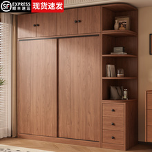 中古衣柜家用卧室简易衣柜出租房2025新款爆款胡桃色推拉门大衣橱