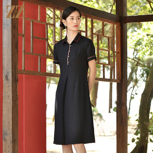 佐尔美高质感 国风气质桑蚕丝真丝连衣裙女E32LS52