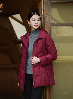 佐尔美冬季新款 气质时尚连帽羽绒服女M44YY01