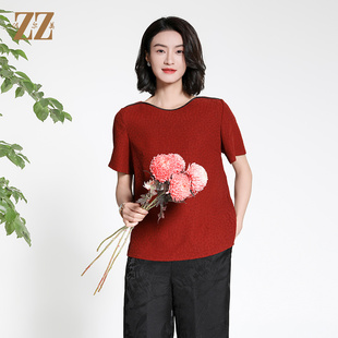 气质桑蚕丝短袖 佐尔美夏季 国风时尚 新中式 衬衣女M42CS08 新款
