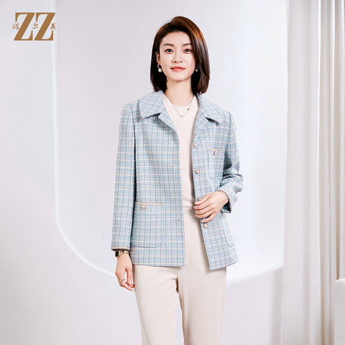 气质小香风千鸟格上衣外套