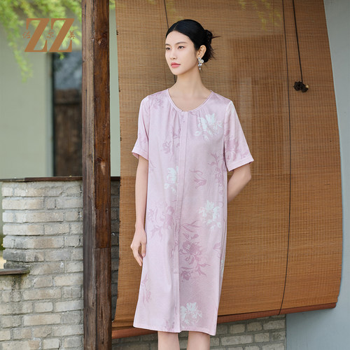 甜美优雅碎花真丝连衣裙