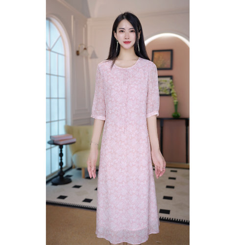 佐尔美佐尔美时尚气质碎花桑蚕丝连衣裙女M52LS86