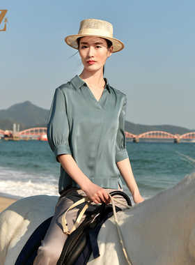 佐尔美夏季新款 桑蚕丝真丝弹力缎衬衣女E32CS20