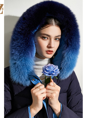 佐尔美时尚冬季新品新年礼时尚保暖狐毛领羽绒服女 E04YH15