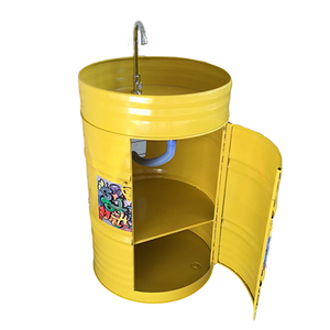 铁艺复古创意储物工业风卫生间圆形油桶洗手盆落地式立柱洗手台盆