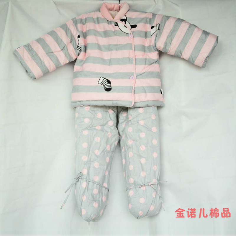 20年冬新款宝宝棉衣开裆裤1-3岁幼儿手工加厚纯棉棉衣背带裤现货