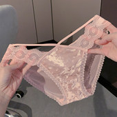 粉黛心事 女低腰纯欲舒适透气纯棉裆女士三角裤 法式 蕾丝性感内裤