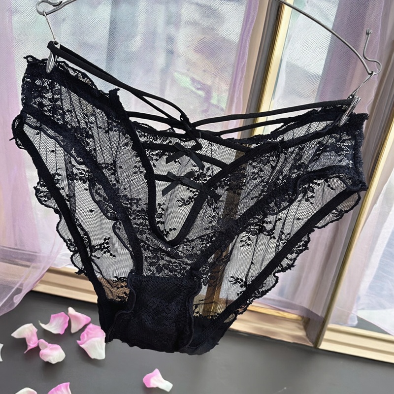 秀色可餐～超性感性感爆棚镂空交叉三角裤包臀蕾丝木耳边女士内裤