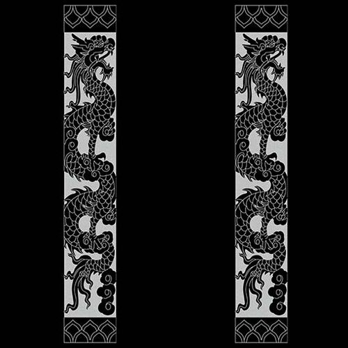 F 128 石雕龙柱线雕图  线描图 文泰图纸ac6