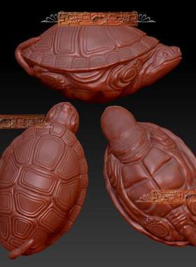A三维立体圆雕图stl文件乌龟龟壳橄榄核雕四轴雕刻3d模型1402