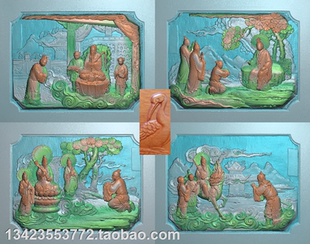 精雕图 扫描图石雕浮雕新款封神榜门神三星福禄寿喜童子古建寺庙