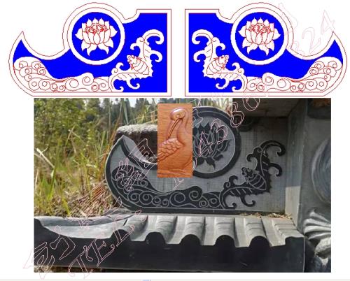 R 2078墓碑小耳朵雕刻图线雕图矢量图铣底图文泰图JDP+PLT+AC6