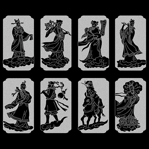 1 八仙石雕线雕图 线描图 文泰图纸ac6j