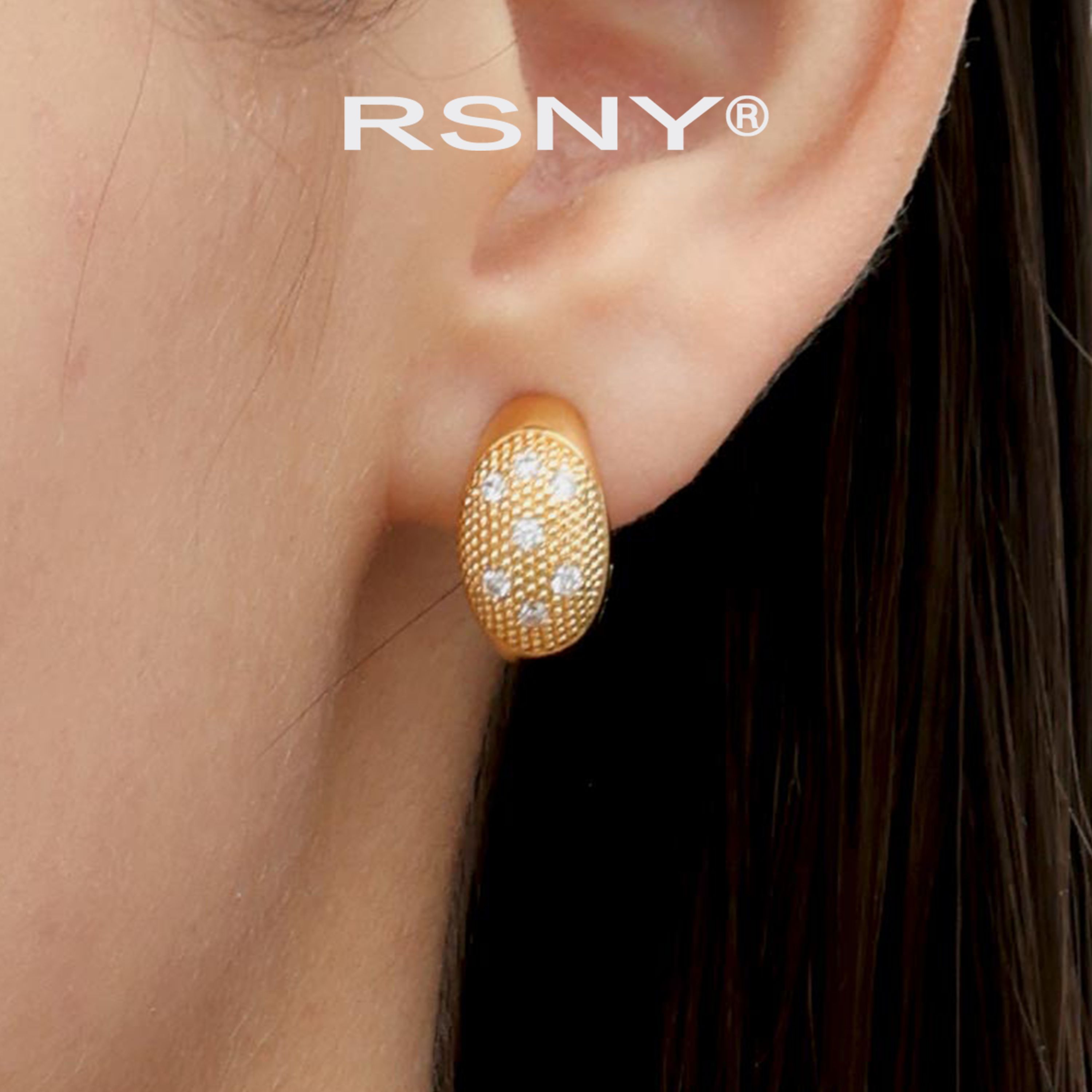 [新品]RSNY几何造型耳环女2025新款轻奢设计感纯银针气质耳钉耳饰
