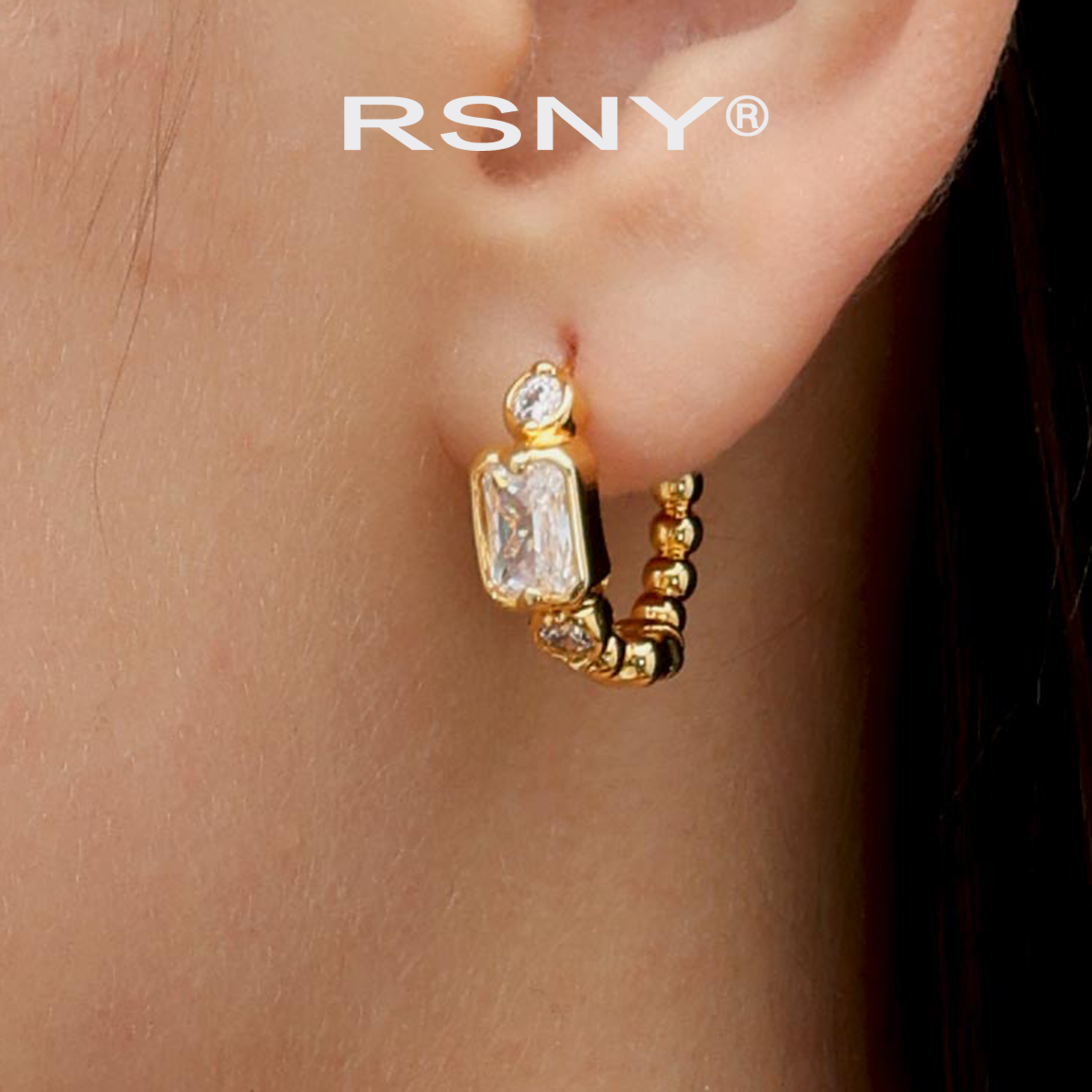 [新品]RSNY雷迪恩钻石造型耳环女小众设计2025纯银耳针高级感耳钉