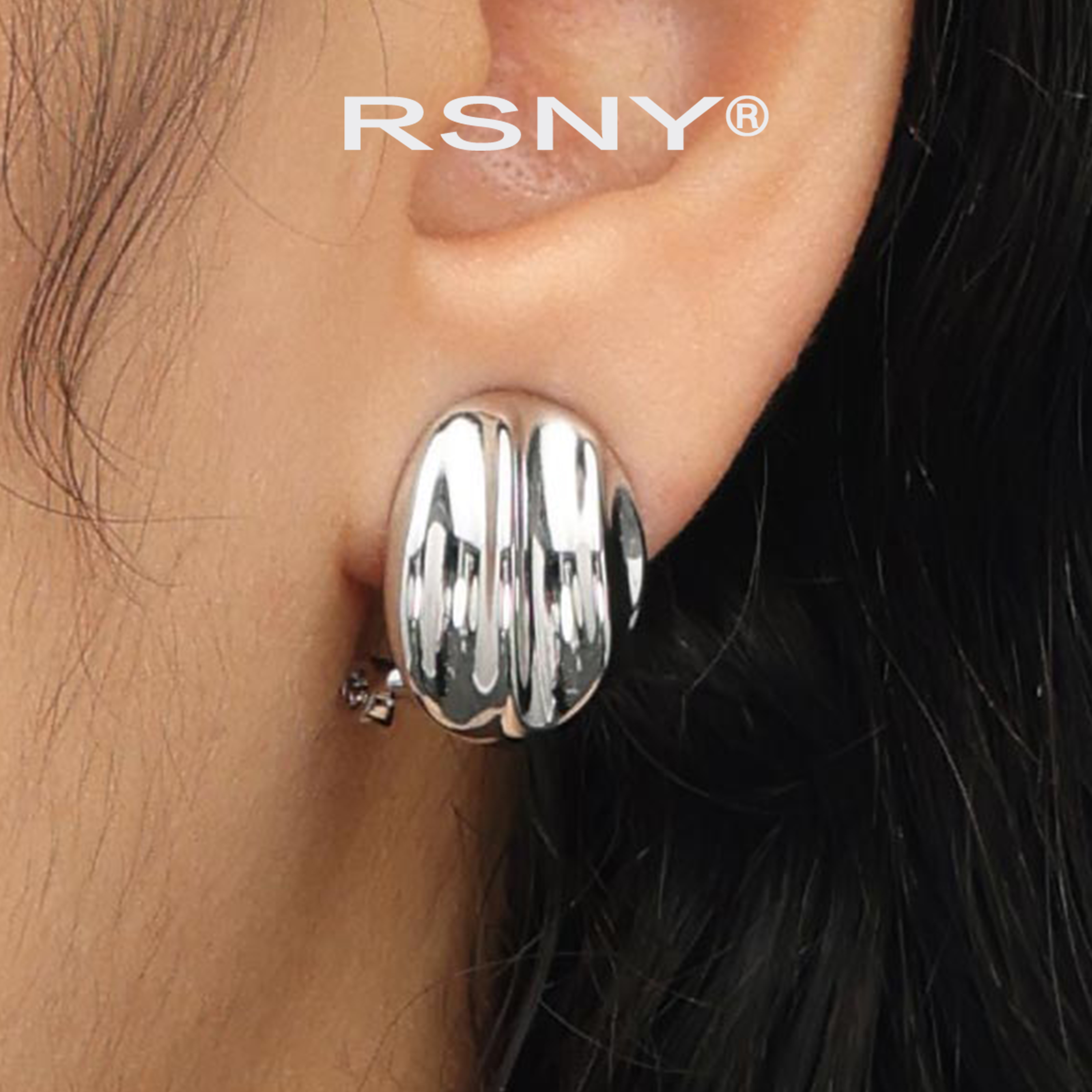 [新品]RSNY简约罗马耳钉2025新款轻奢设计感欧美风纯银针时尚耳环
