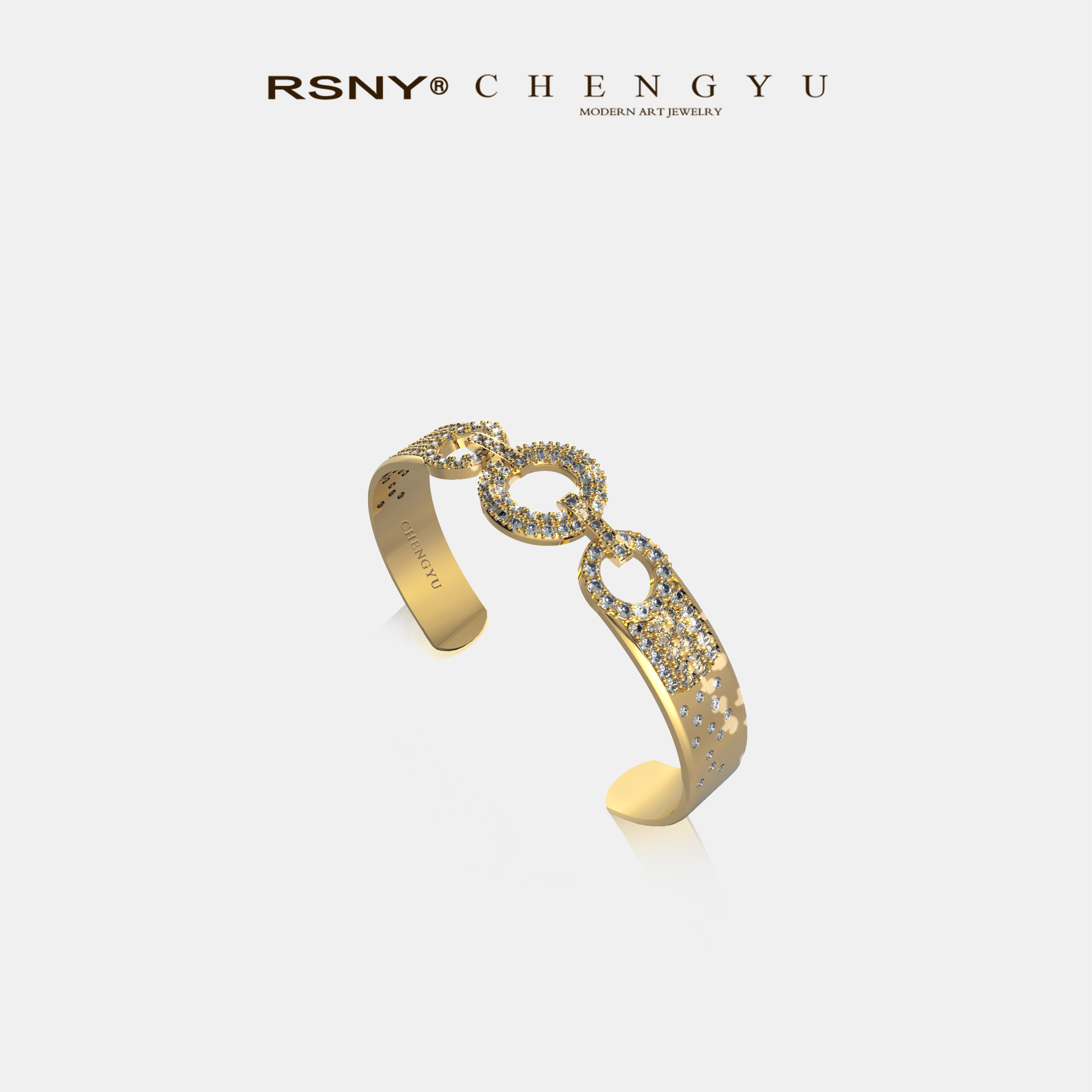 RSNY CLASSIC CHAIN经典链扣宽手镯女简约925纯银ins镂空设计手环