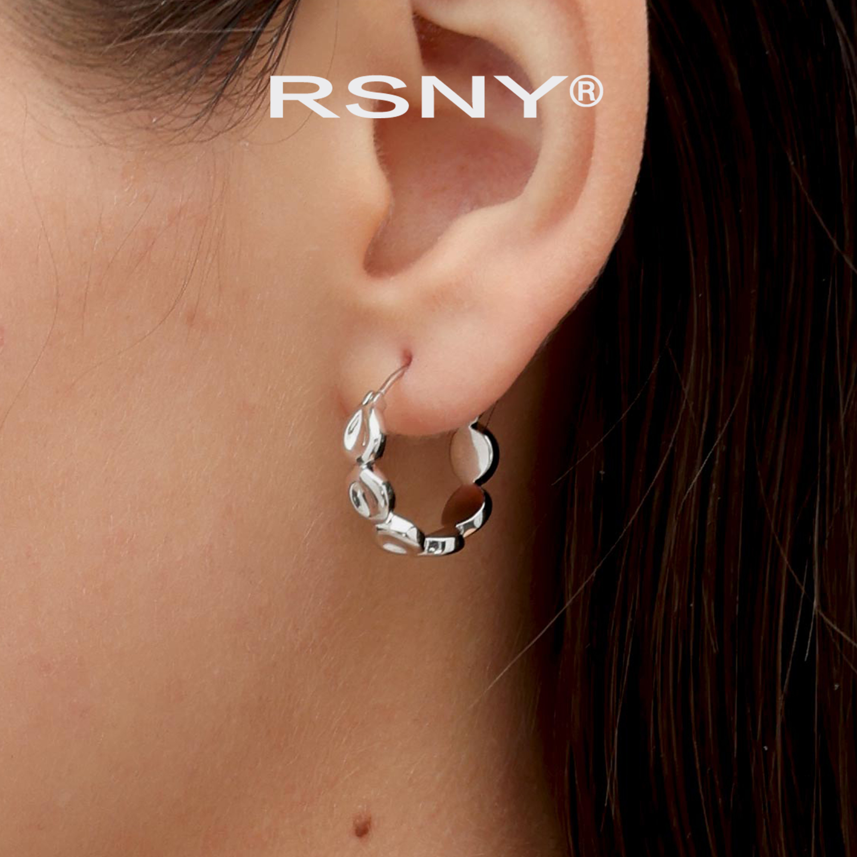 [新品]RSNY简约造型耳环女2026新款轻奢设计欧美纯银耳针耳钉礼物