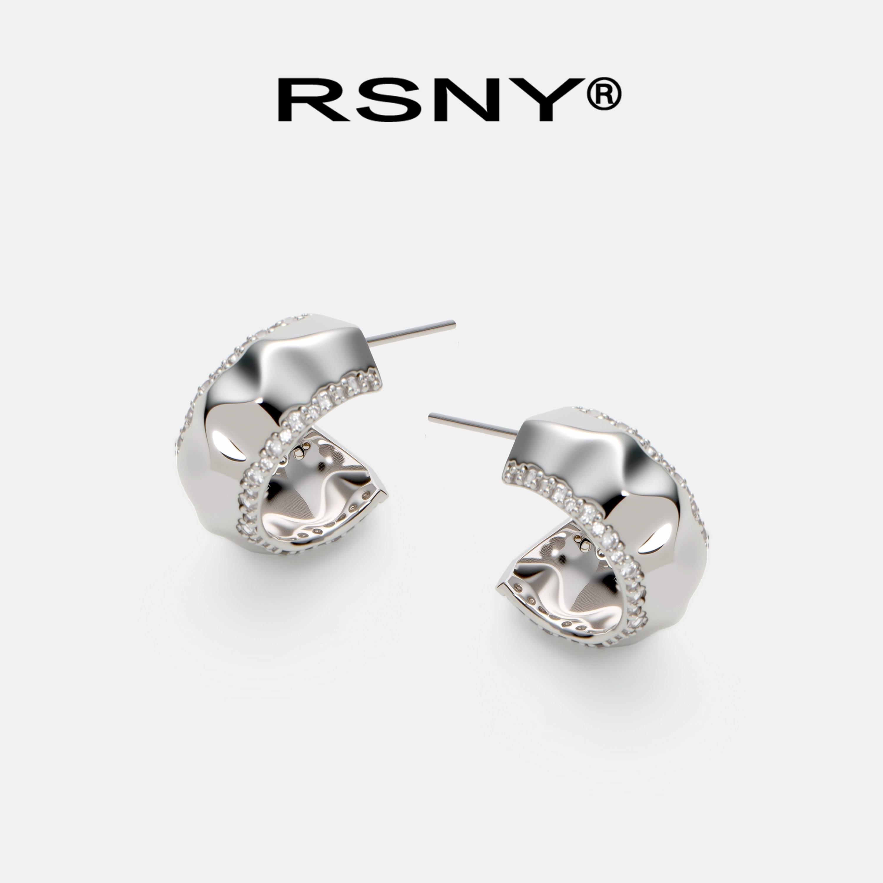 [新品]RSNY褶皱耳环简约高级感2025新款质感美学纯银耳针耳饰耳钉,饰品/流行首饰/时尚饰品新,耳环,淘宝优惠券,粉丝福利购,淘宝优惠卷
