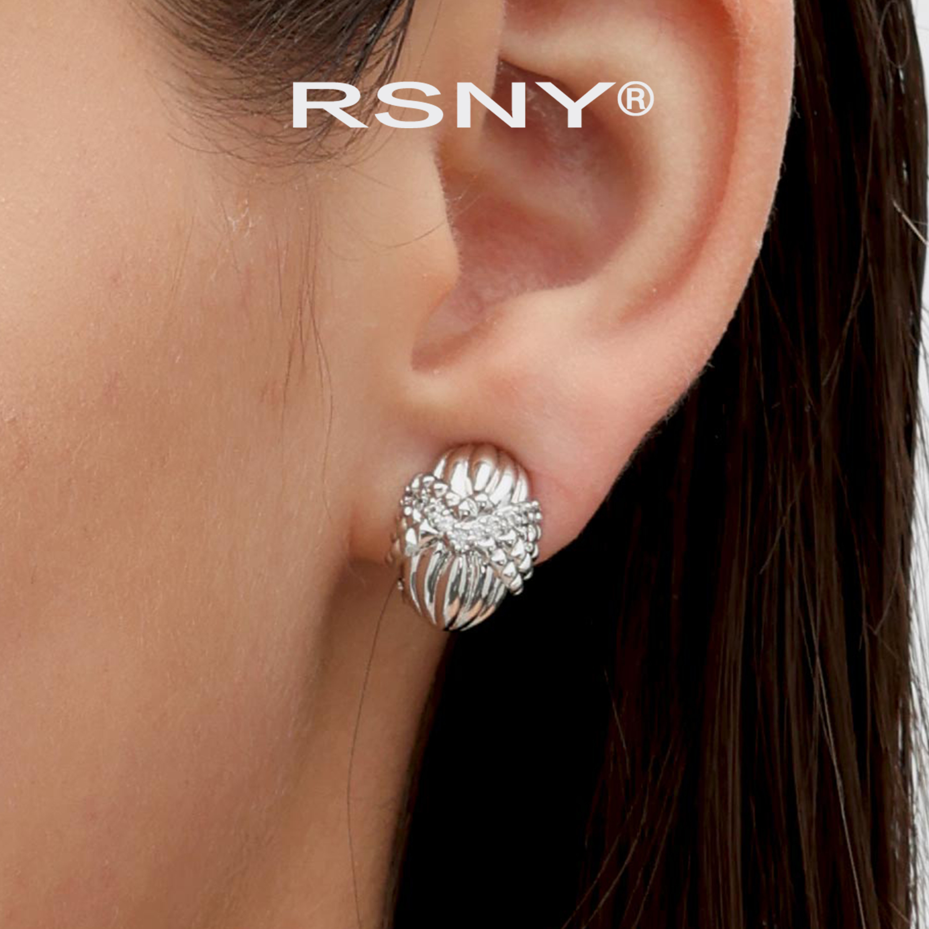 [新品]RSNY罗马耳钉轻奢设计2026简约时尚风纯银耳针耳环欧美耳饰