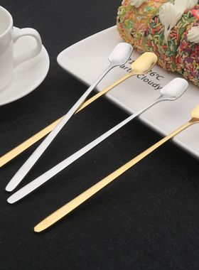 金色长柄咖啡勺迷你搅拌甜品冰沙蜂蜜酒实用厨房小勺子调羹工具