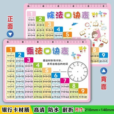 九九乘法除法口诀表卡片