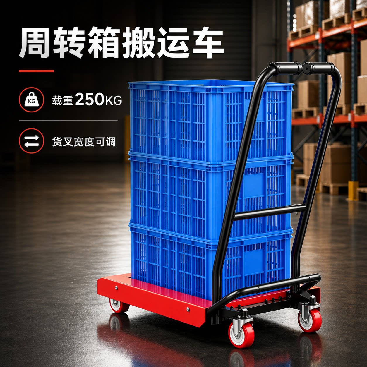 力拓中用周转箱手动筐小推车