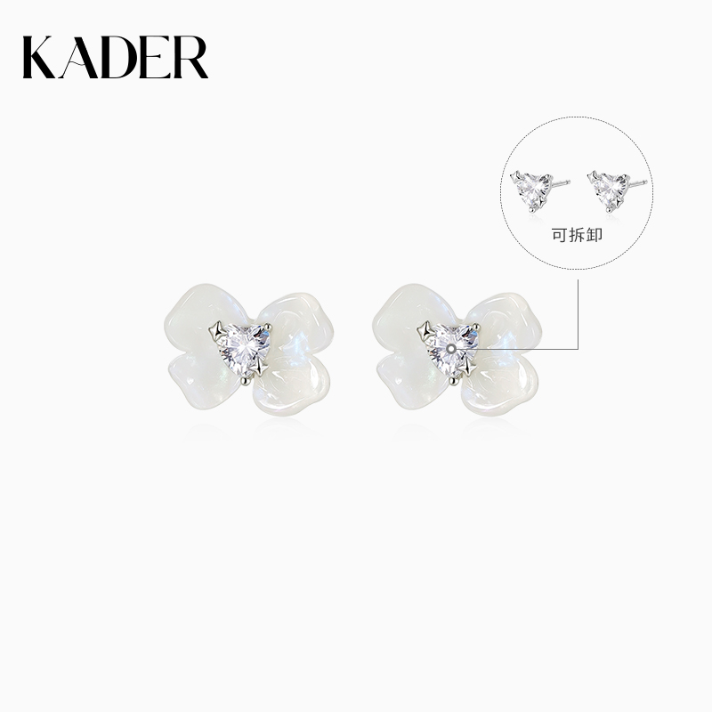 卡蒂罗两戴梦幻蝴蝶结耳钉女S925纯银轻奢小众设计生日礼物送闺蜜