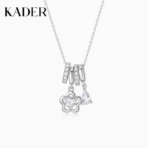 KADER开朵花间垂露项链女925银简约时尚小众设计锁骨链生日礼物