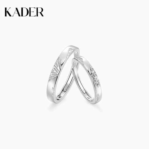 卡蒂罗玫瑰蝶翼情侣对戒S925银戒指一对小众设计生日礼物送女友