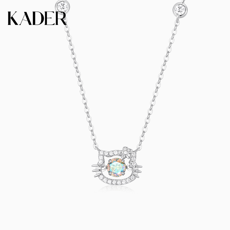 卡蒂罗心动猫项链配饰女纯银小众轻奢高级感锁骨链女银饰品女款