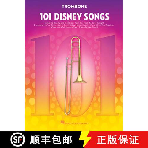 【3-4周达】101 Disney Songs for Trombone Sheet Music Songbook Solo Instrumental Folio for All Levels ... [9781540002396]