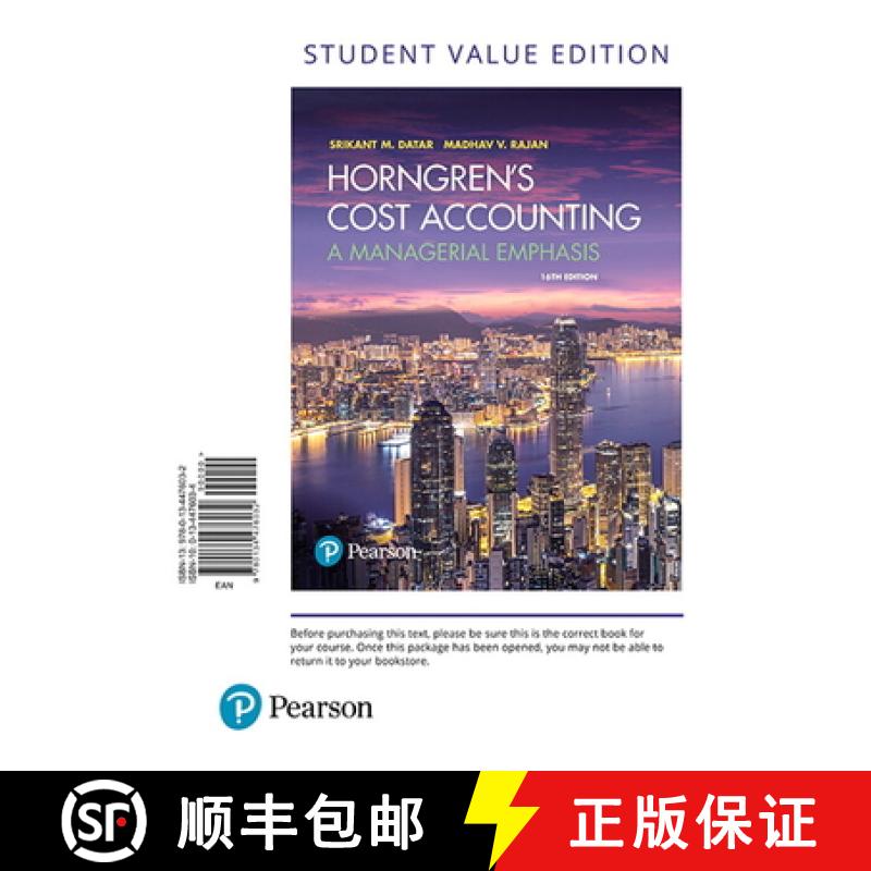 【3-4周达】Horngren's Cost Accounting: A Managerial Emphasis [9780134476032]