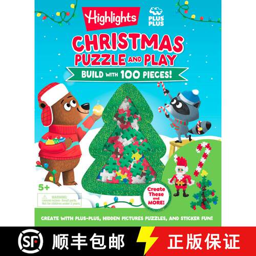 【3-4周达】精装 Christmas Puzzle and Play: Build with 100 Pieces!: Holiday Puzzle and Building Set wi... [9781639623822]