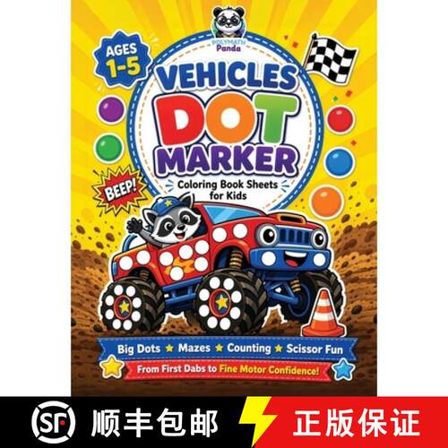 【3-4周达】Vehicles Dot Marker Coloring Book Sheets for Kids Ages 1-5: Interactive Pages with Games f... [9781953149763]