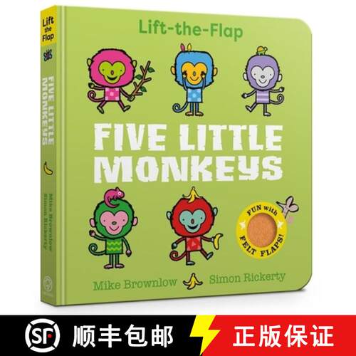 【3-4周达】Five Little Monkeys: A Felt Flaps Book [9781408370711]