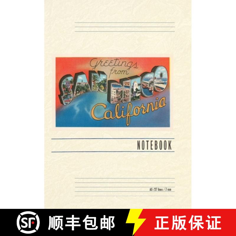 【3-4周达】Vintage Lined Notebook Greetings from San Diego, California [9798385403783]