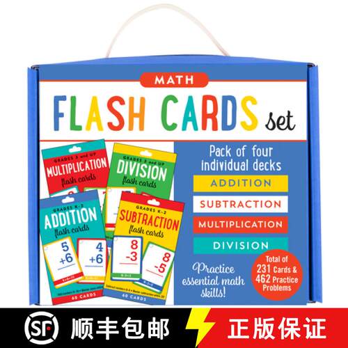 【3-4周达】Math Flash Card Set: Addition, Subtraction, Multiplication, and Division Four-Deck Set [9781441336996]