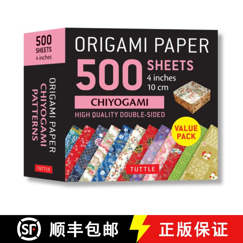 【2-3周达】Origami Paper 500 sheets Chiyogami Patterns 4 (10 cm): Tuttle Origami Paper: Double-Sided ... [9780804852401]