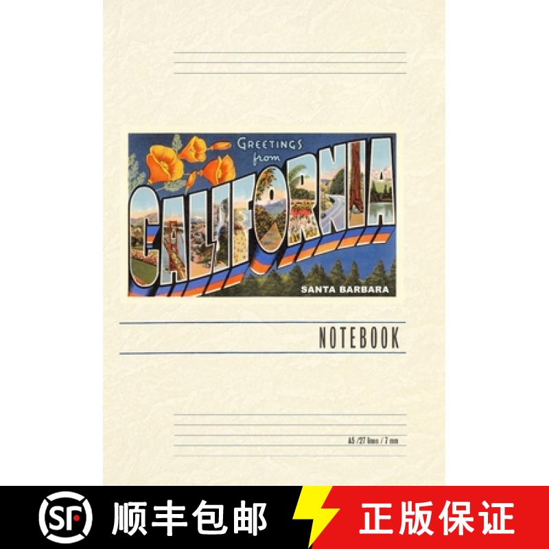 【3-4周达】Vintage Lined Notebook Greetings from Santa Barbara [9798385404094]