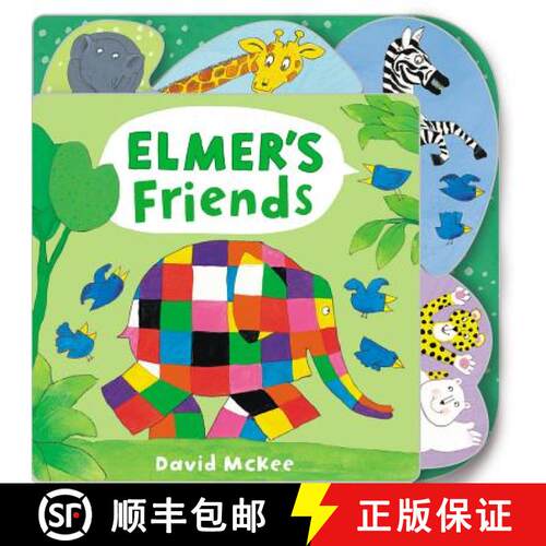 【3-4周达】精装 Elmer's Friends: Tabbed Board Book [9781783446070]