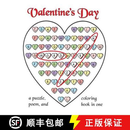 【3-4周达】Valentine's Day Word Search: A Puzzle, Poem, and Coloring Book in One [9781945887130]