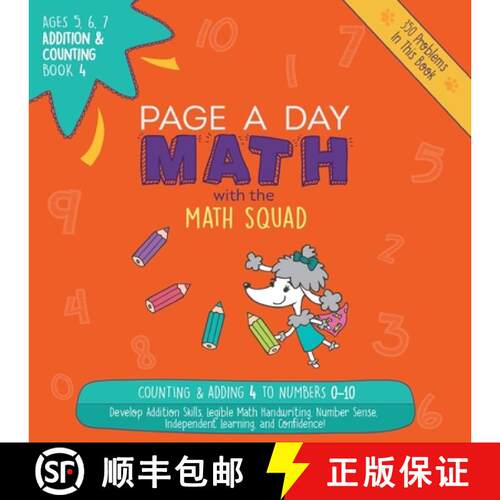 【3-4周达】Page A Day Math: Addition & Counting Book 4: Adding 4 to the Numbers 0-10 [9781947286030]