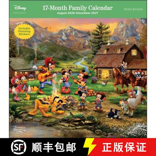 【3-4周达】Disney Dreams by Thomas Kinkade Studios 17-Month 2026-2027 Family Wall Calendar [9798881609436]