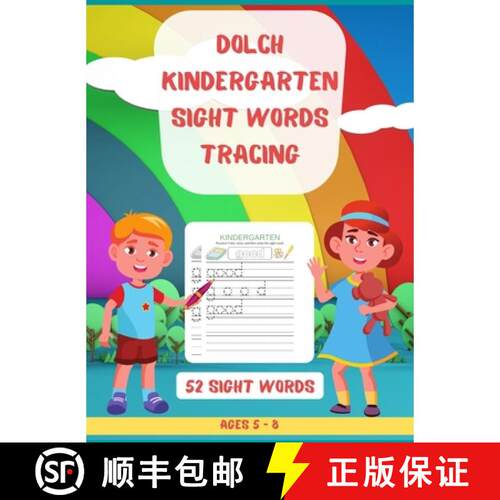 【3-4周达】精装 Dolch Kindergarten Sight Words Tracing: Learn, Trace & Practice | Top 52 High-Fre... [9781716203725]