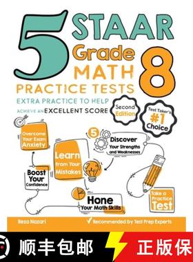 【3-4周达】5 STAAR Grade 8 Math Practice Tests: Extra Practice to Help Achieve an Excellent Score [9781646122912]